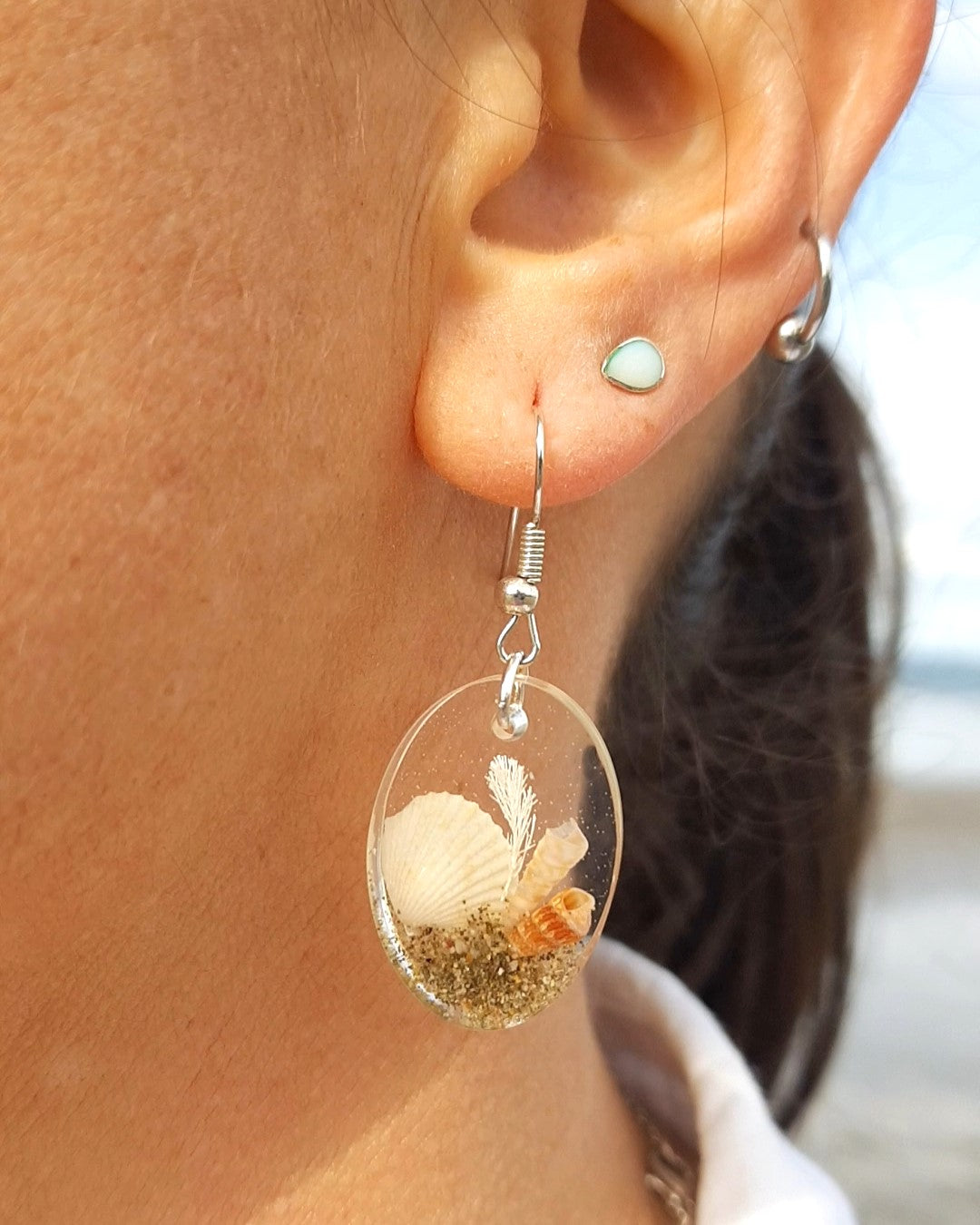 Earrings - Clam Shell - Round, Oval or Teardrop
