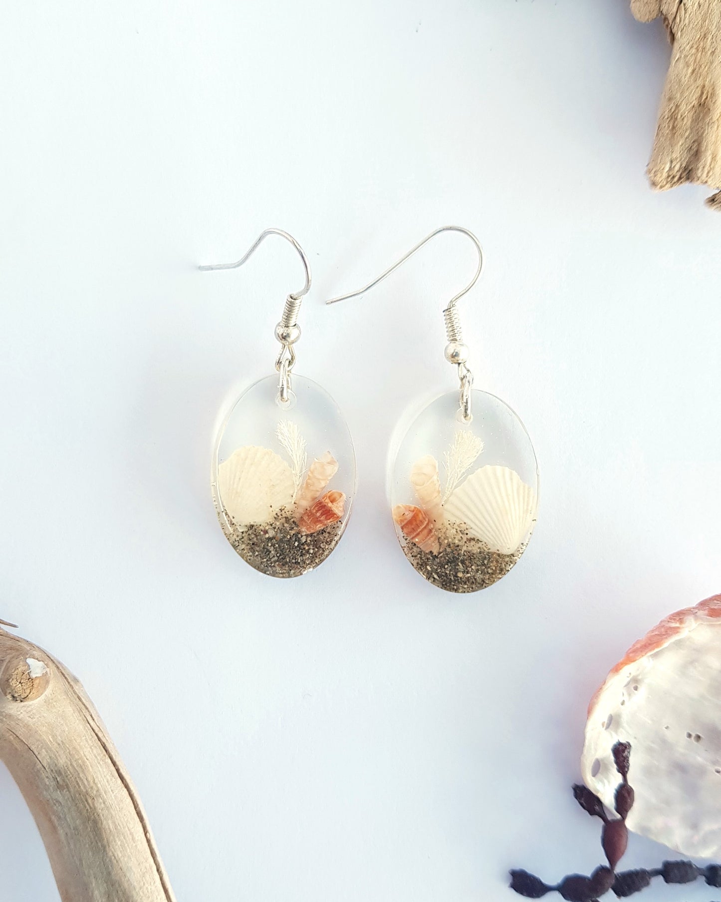 Earrings - Clam Shell - Round, Oval or Teardrop