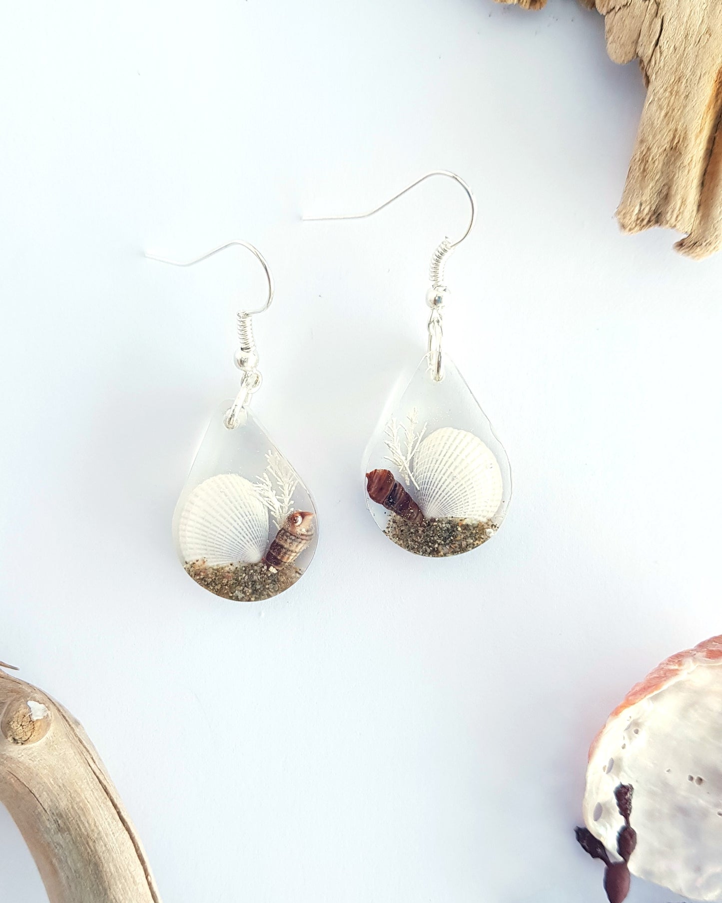 Earrings - Clam Shell - Round, Oval or Teardrop