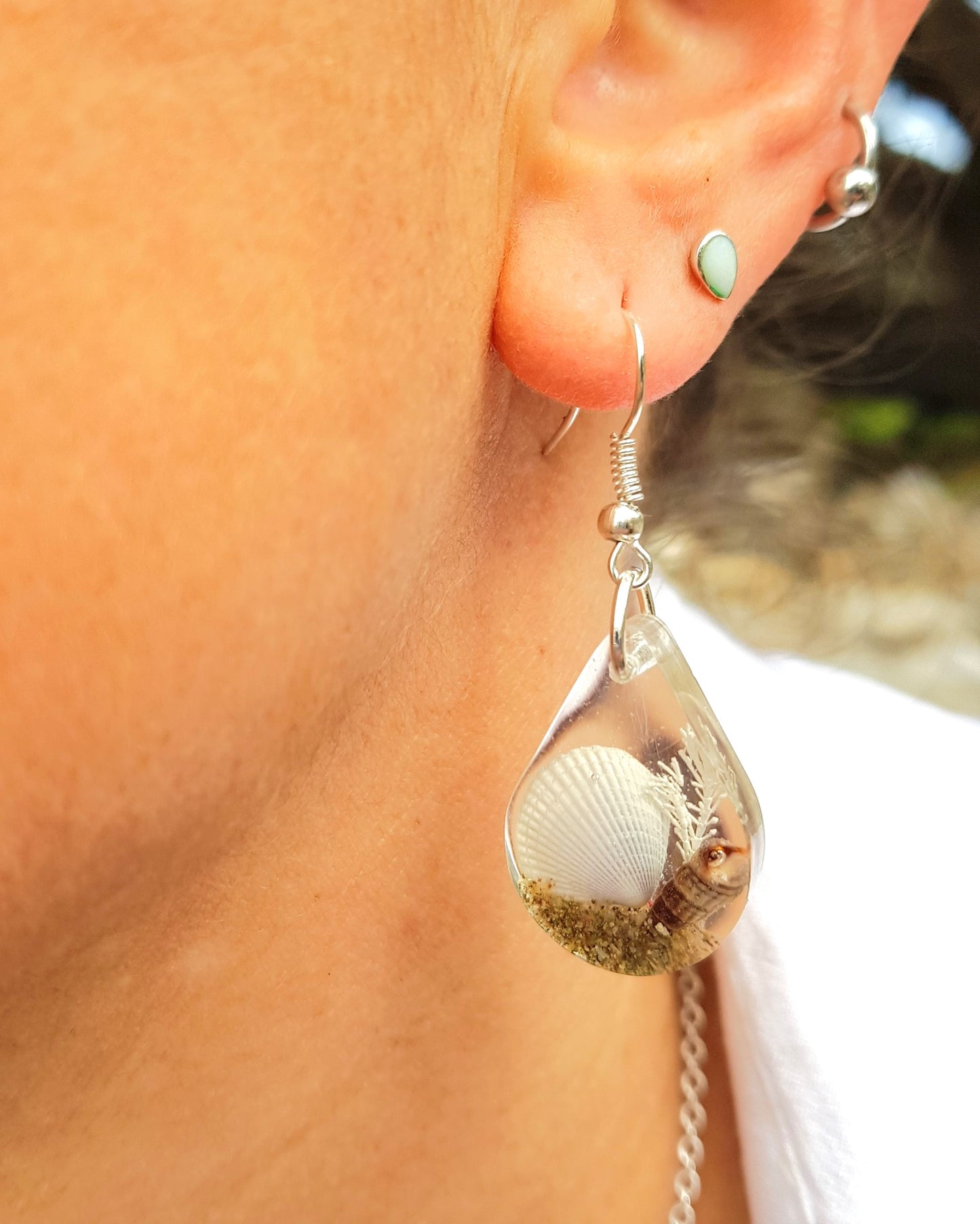 Earrings - Clam Shell - Round, Oval or Teardrop