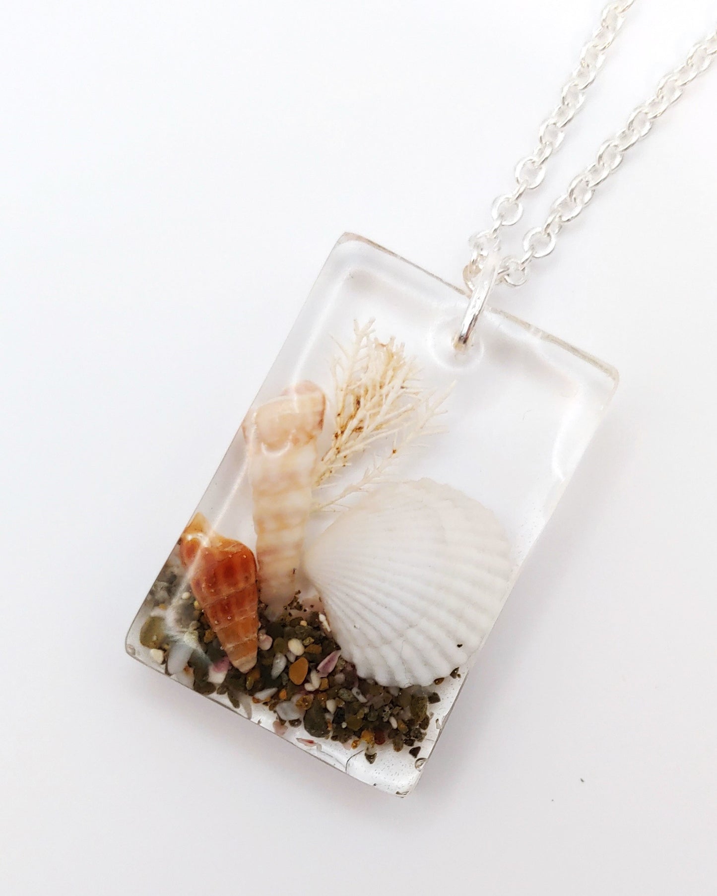 Necklace - Rectangle with Clam Shell