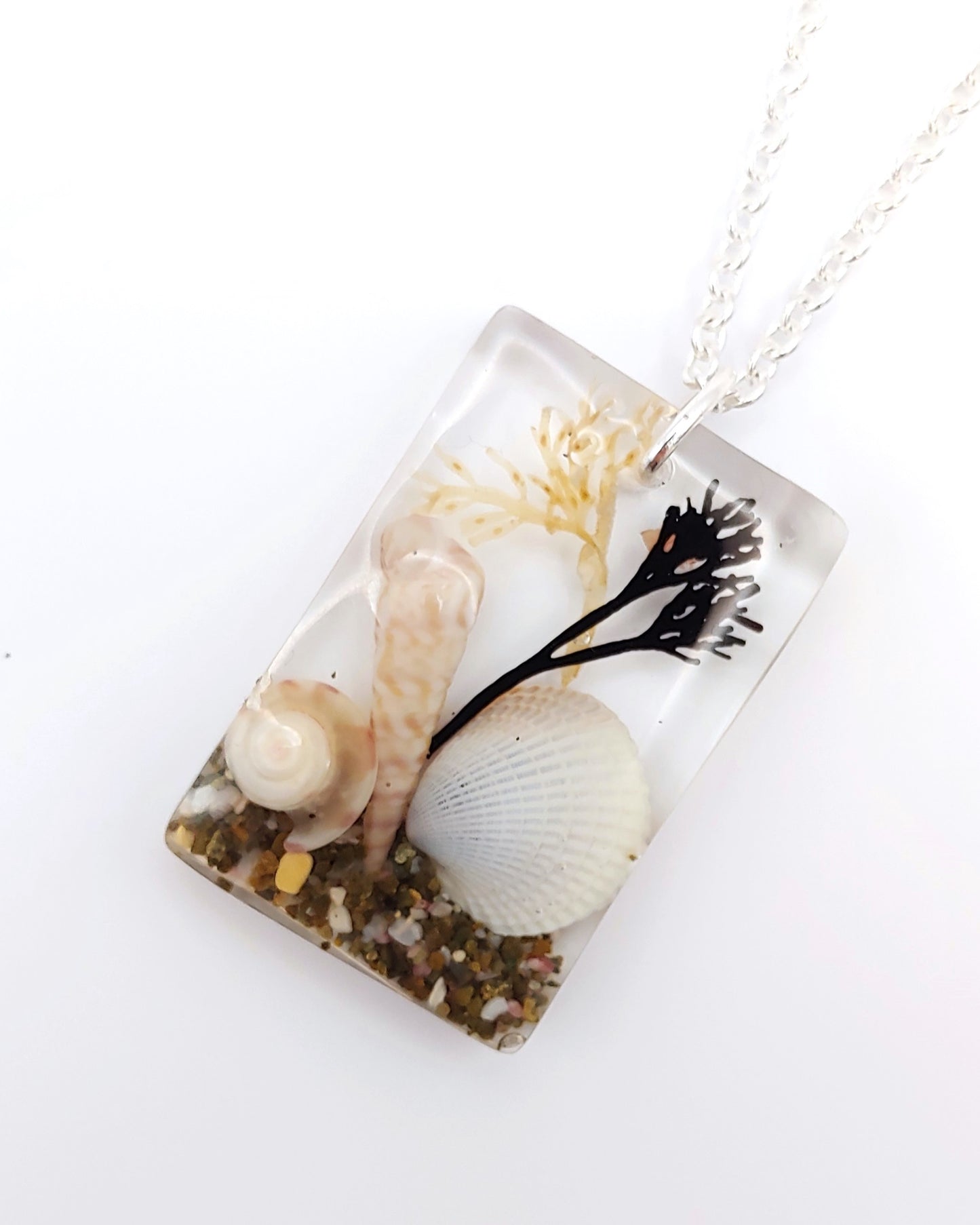 Necklace - Rectangle with Clam Shell