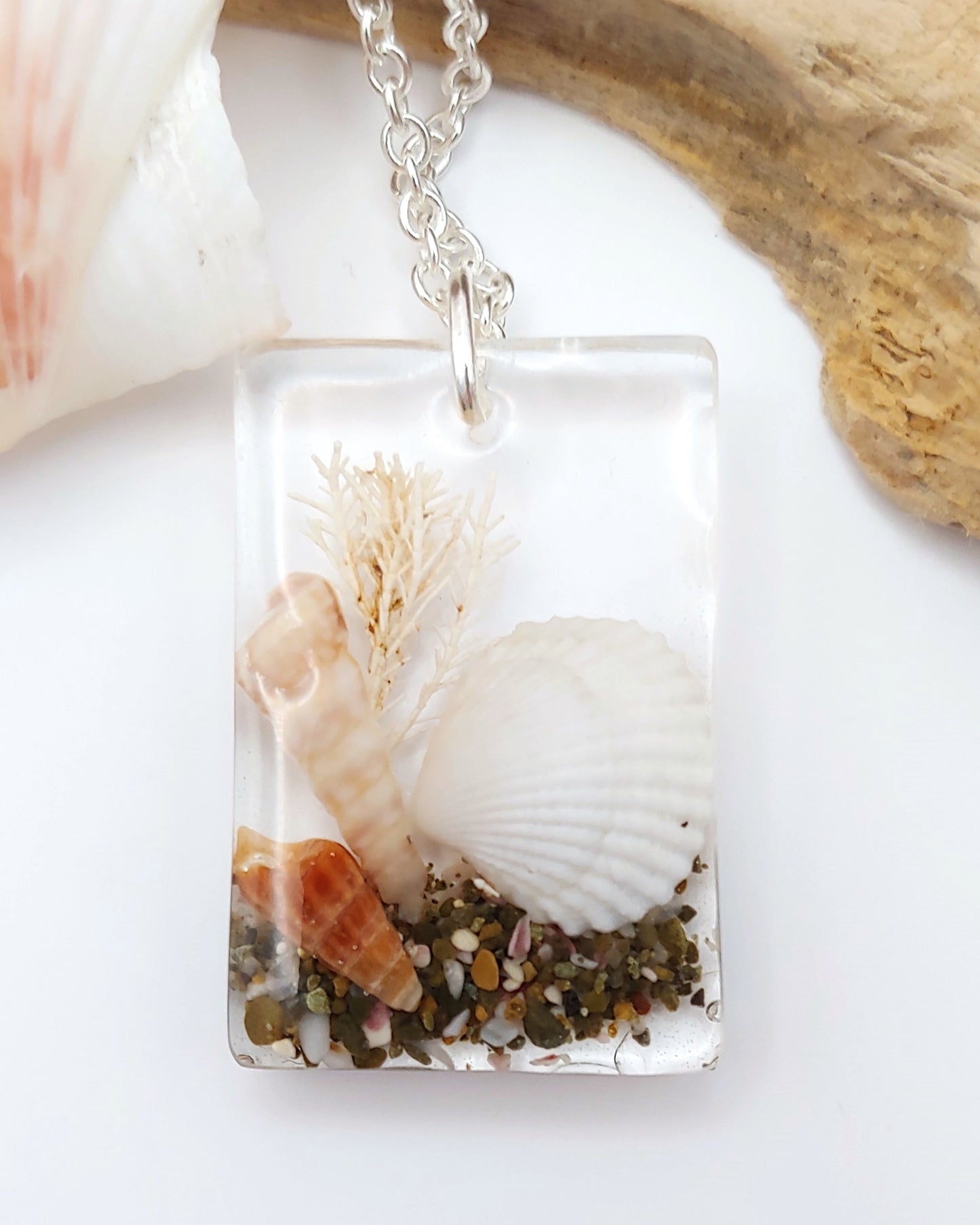 Necklace - Rectangle with Clam Shell