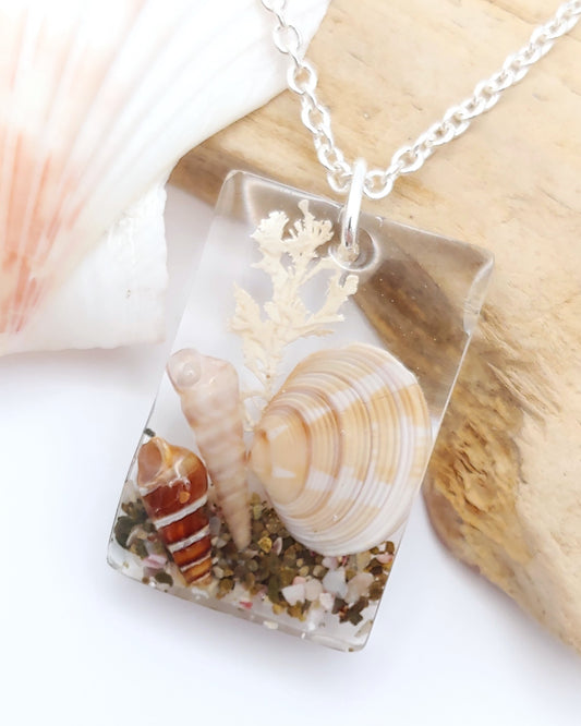 Necklace - Rectangle with Clam Shell
