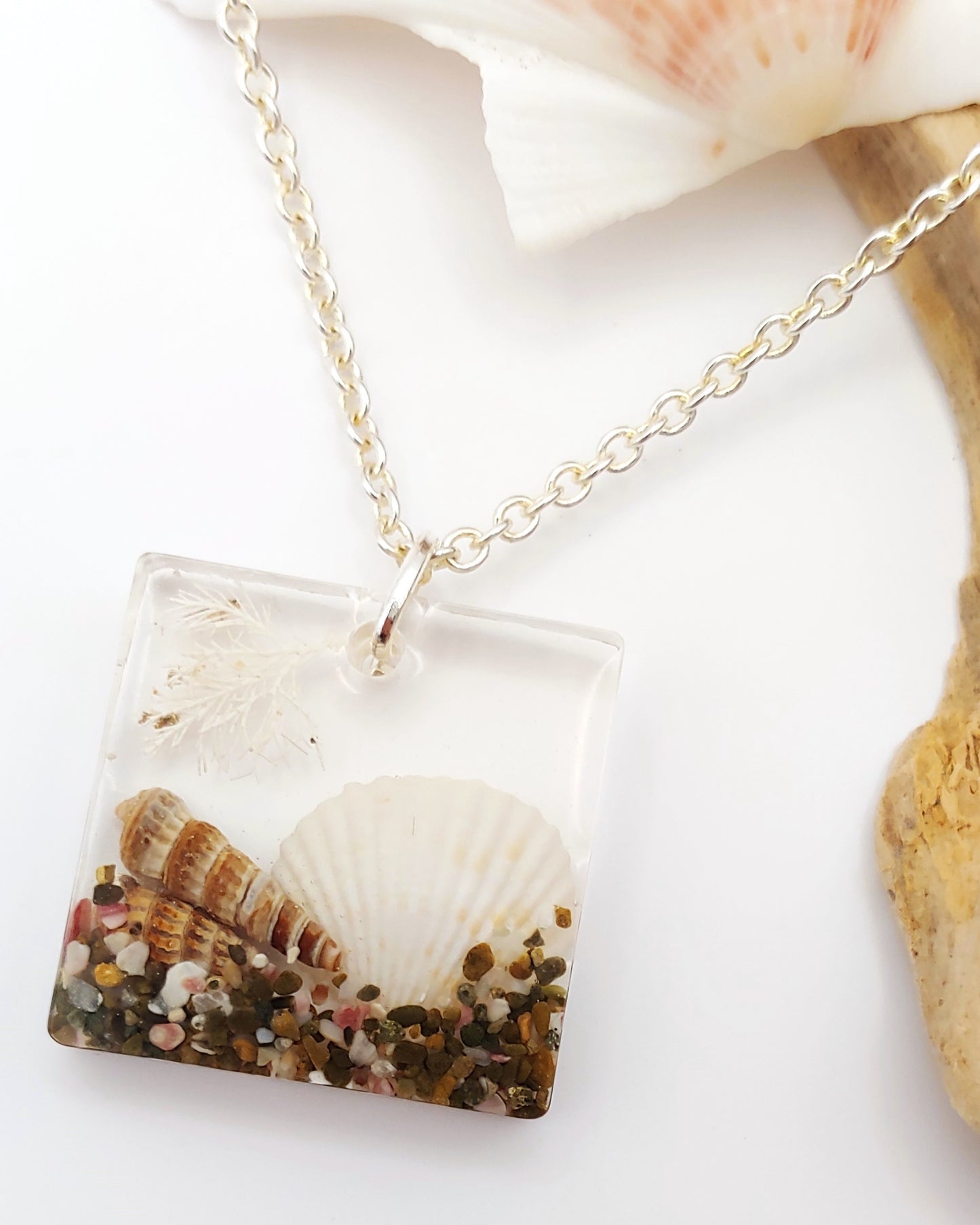 Necklace - Square with Clam Shell