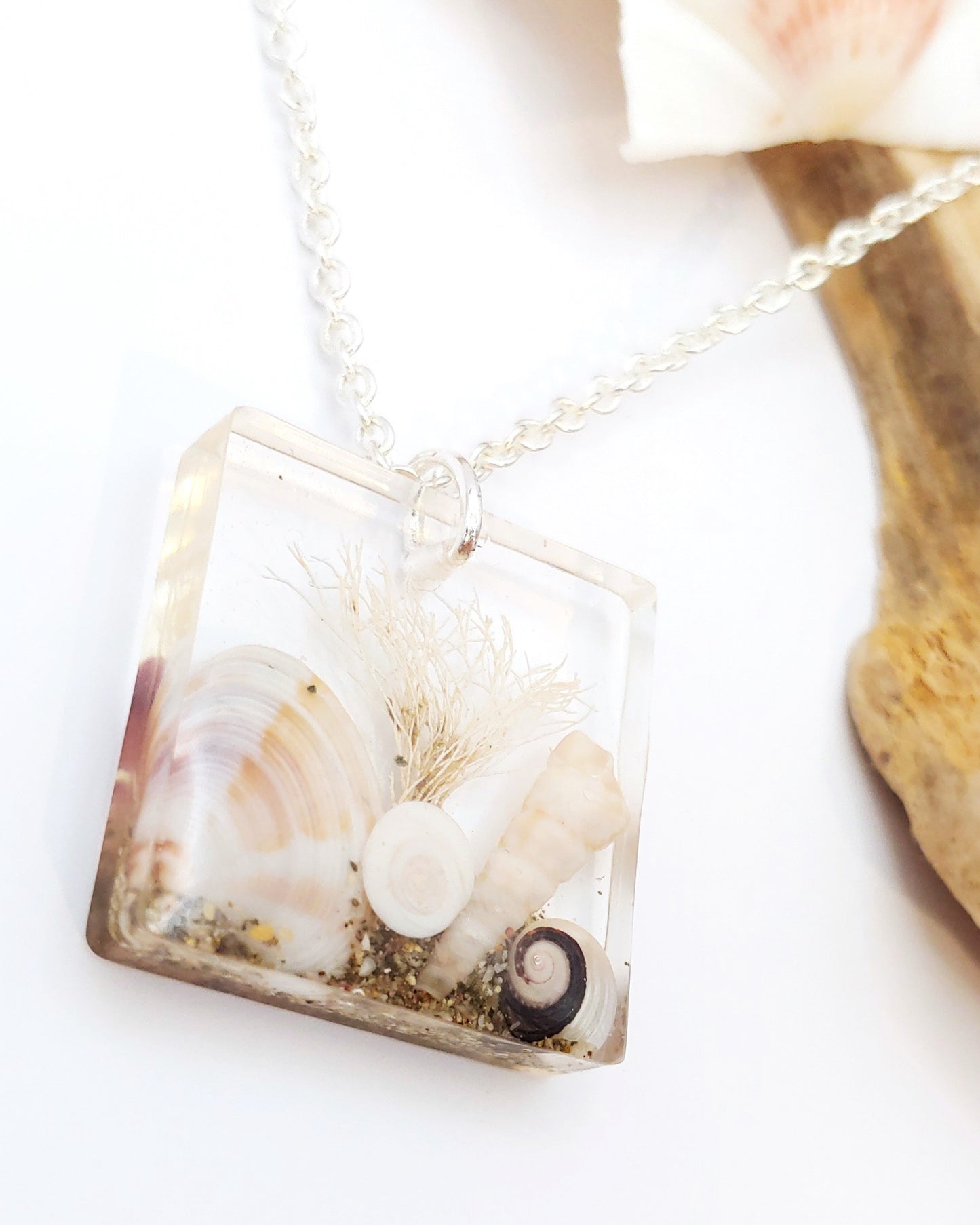 Necklace - Square with Clam Shell