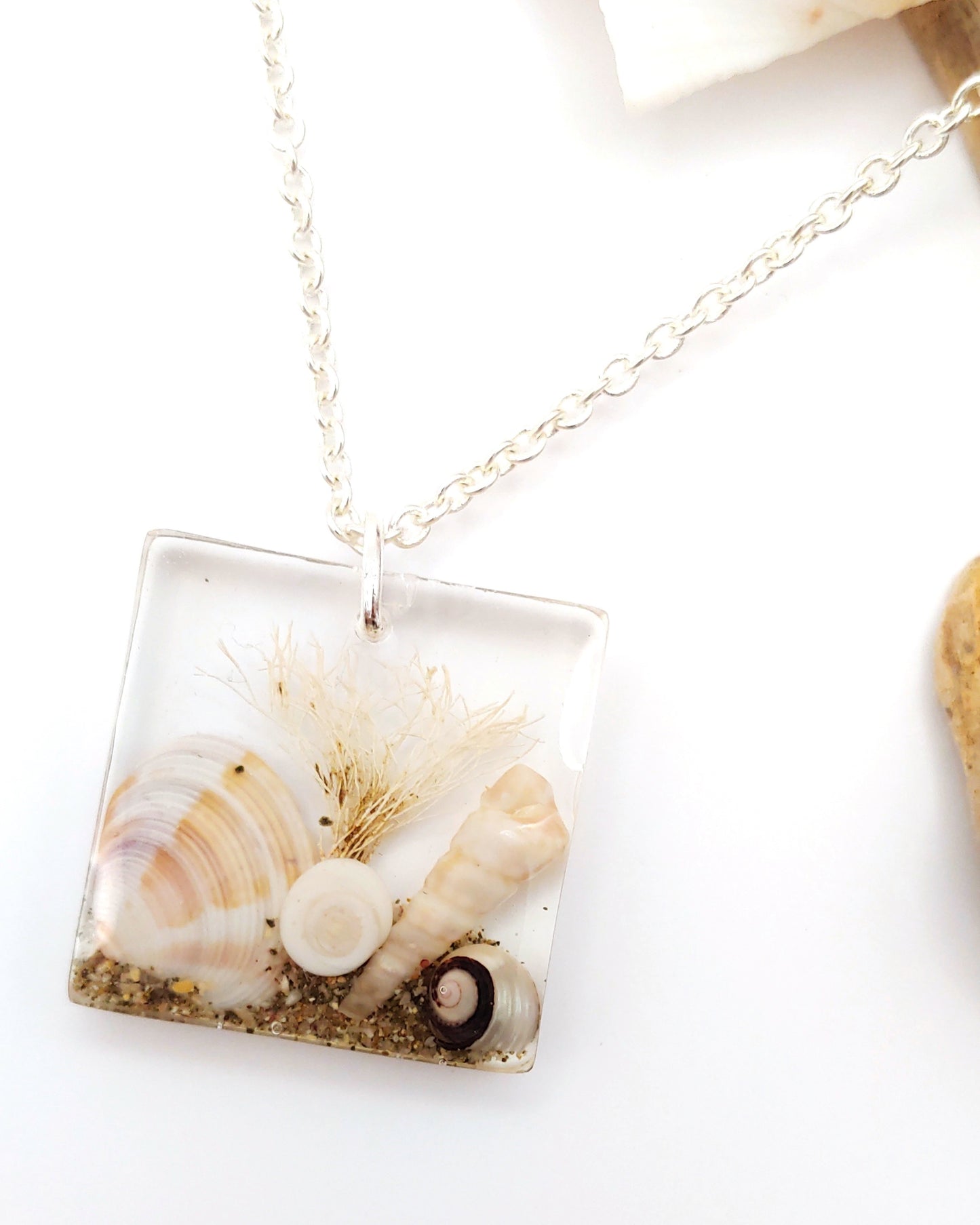 Necklace - Square with Clam Shell
