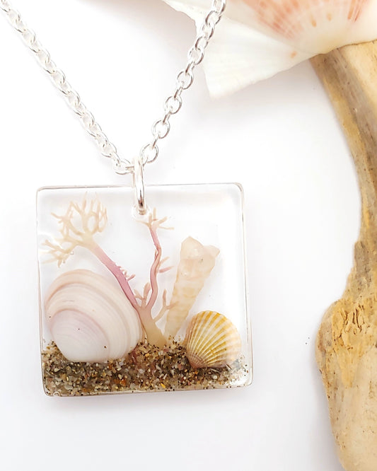 Necklace - Square with Clam Shell