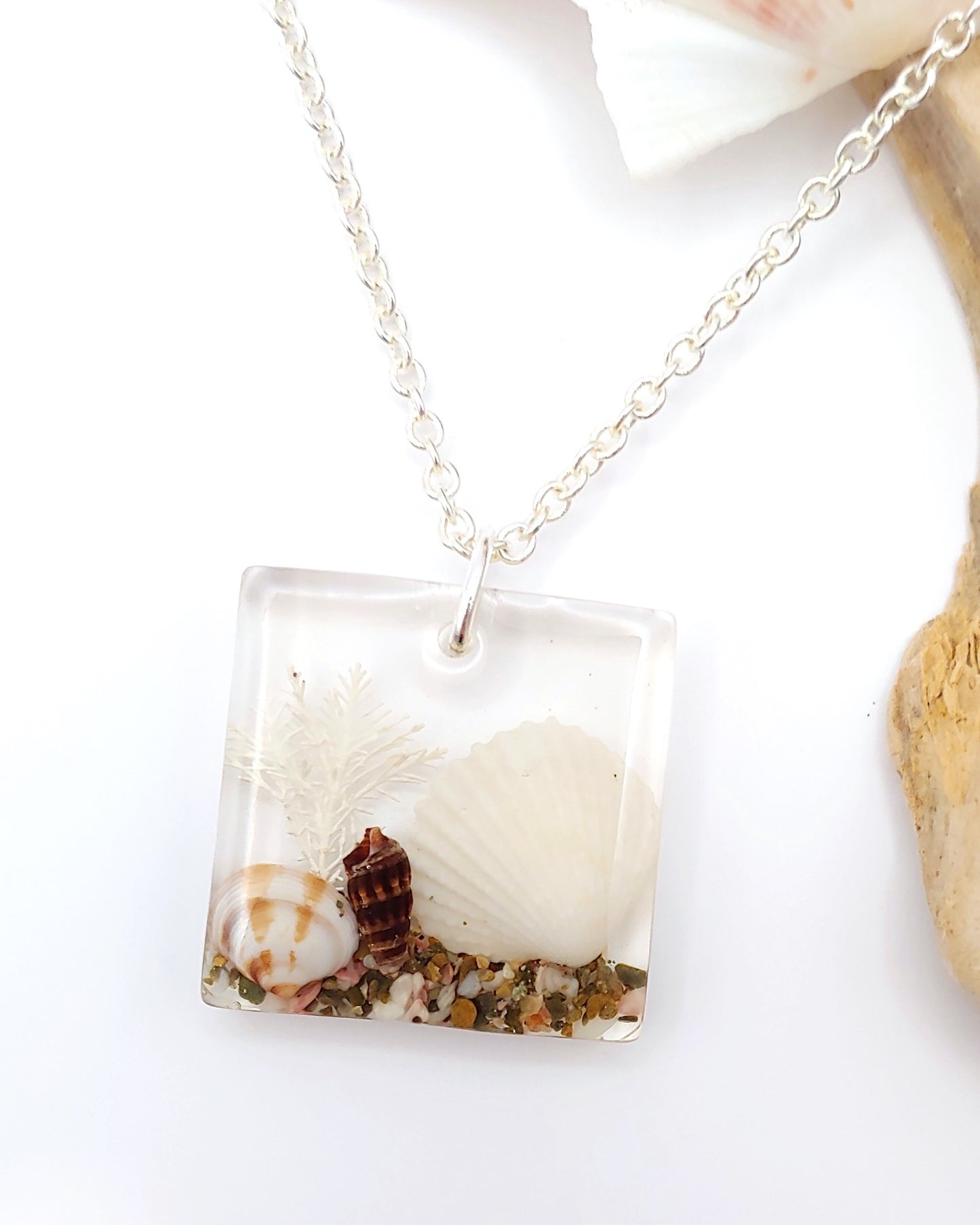 Necklace - Square with Clam Shell