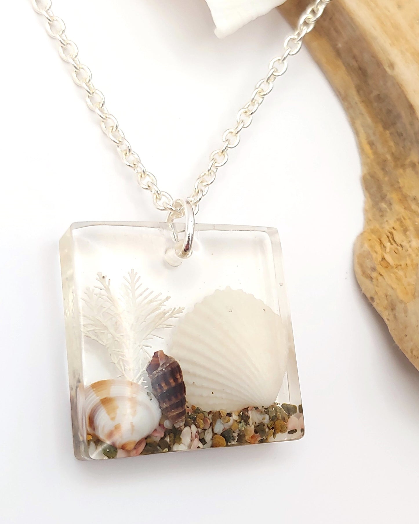 Necklace - Square with Clam Shell