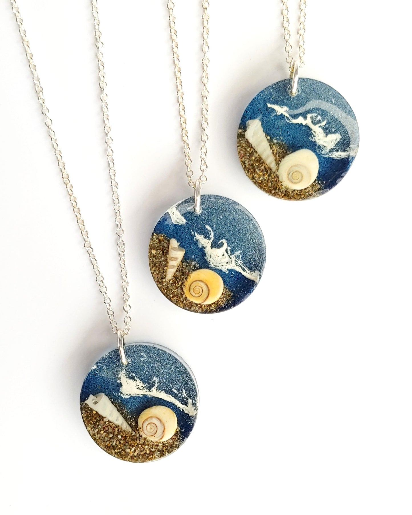 Necklace - Round Beach Wave Design - Deep Blue (limited small batch)