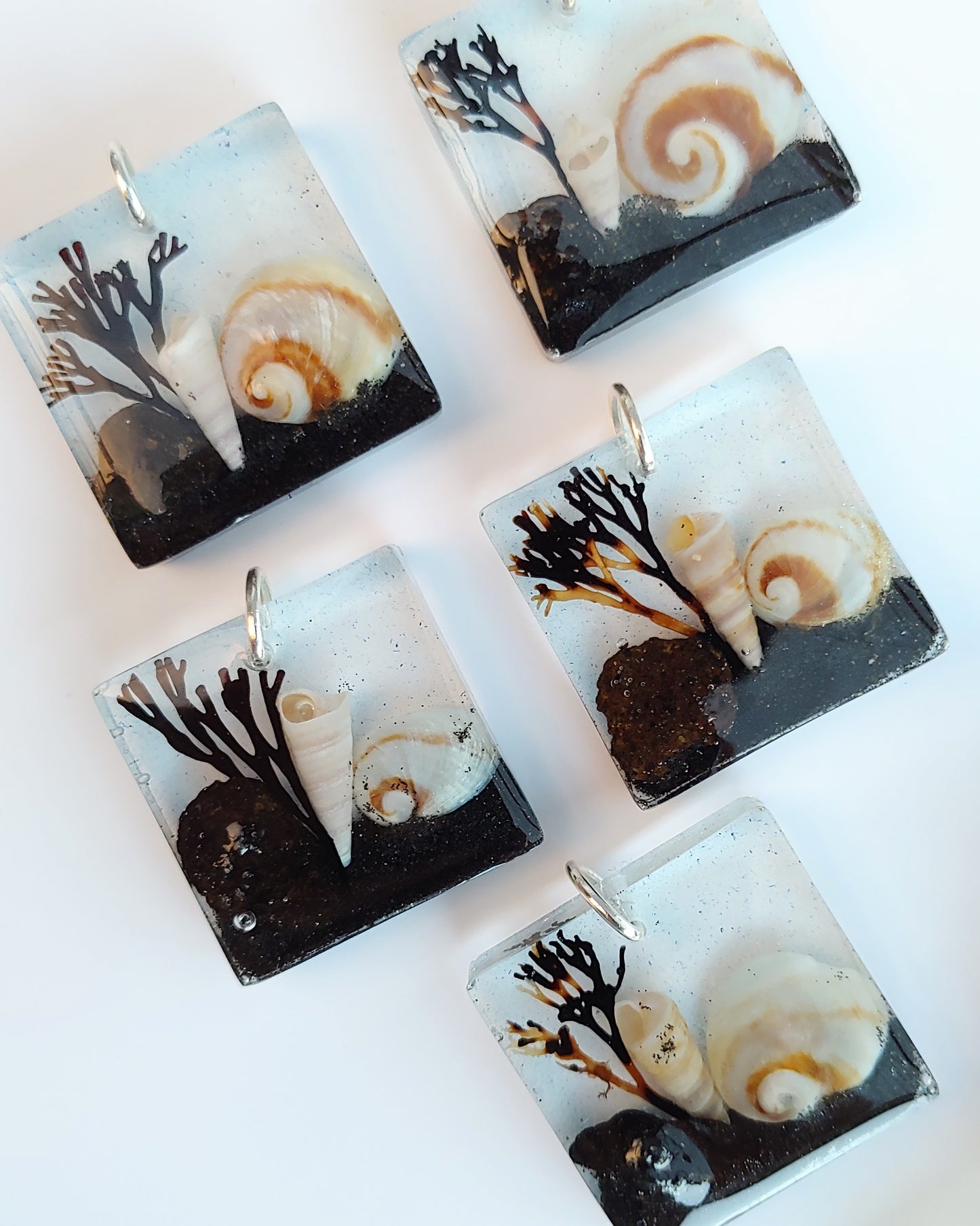 Necklace - Square with Volcanic Spiral Shell Design (limited small batch)