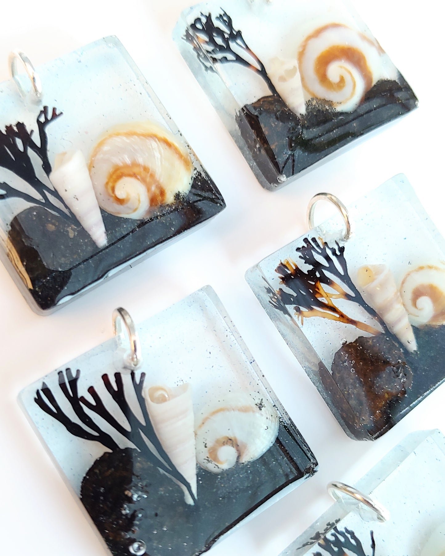 Necklace - Square with Volcanic Spiral Shell Design (limited small batch)