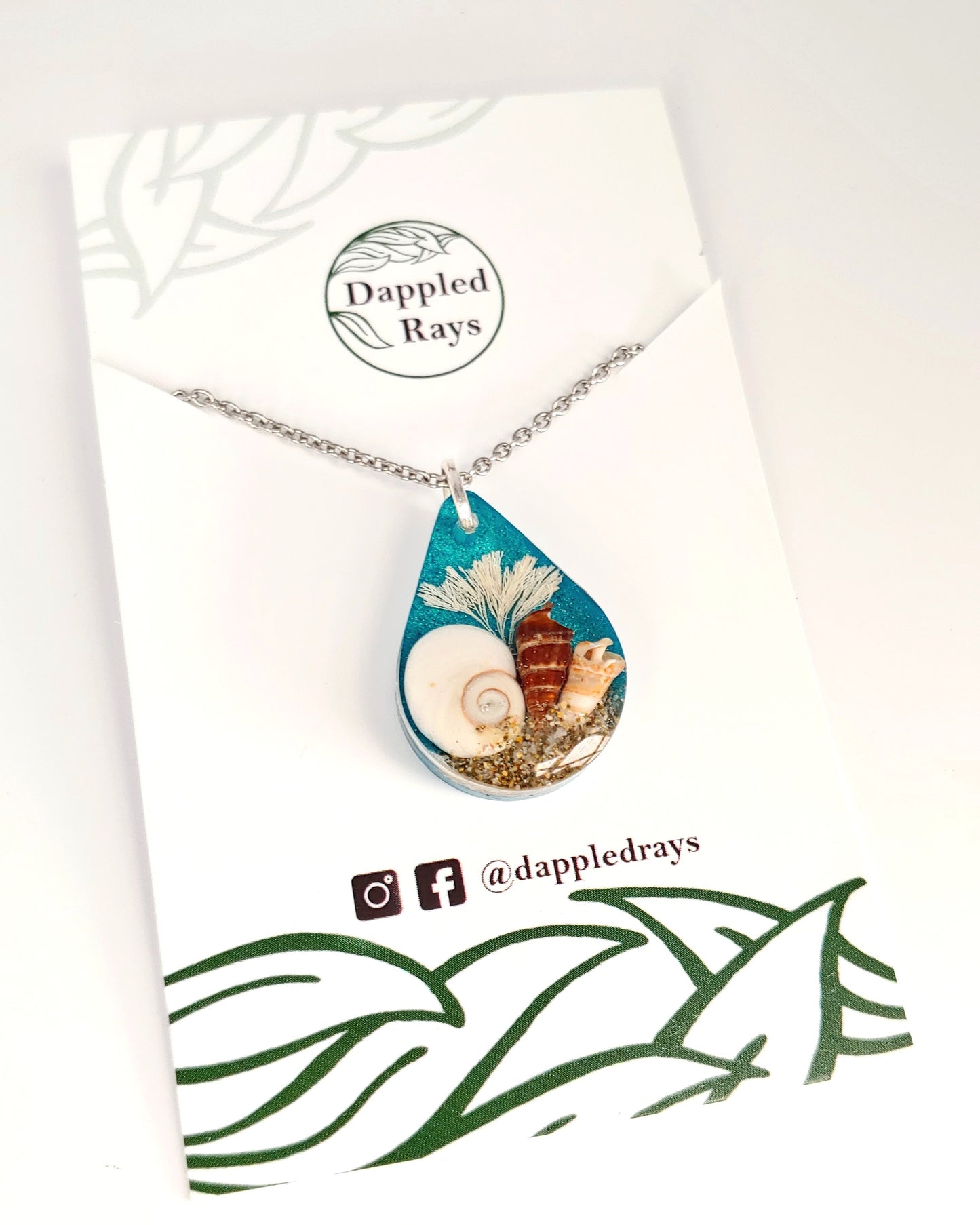 Necklace NEW - Teardrop with Cat's Eye Shell - Turquoise