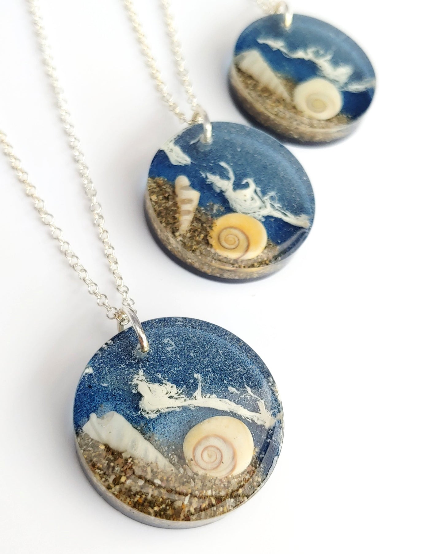 Necklace - Round Beach Wave Design - Deep Blue (limited small batch)