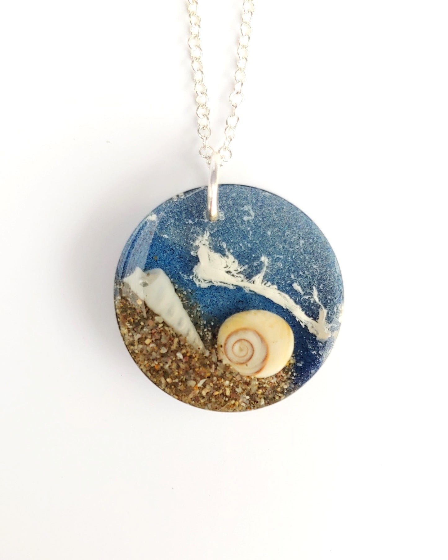 Necklace - Round Beach Wave Design - Deep Blue (limited small batch)